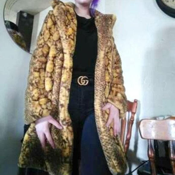 WILDSIDE Snake Print Faux Fur Teddy Coat Jacket Ye - Picture 8 of 8
